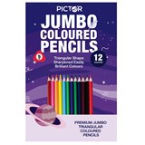 PICTOR PREMIUM JUMBO COLOURED PENCILS 50MM PACK 12