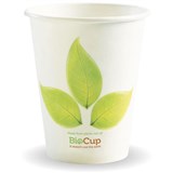 DISPOSABLE CUP 8oz PAPER SINGLE WALL WHITE LEAF DESIGN
