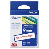 BROTHER TZE222 LAMINATED LABELLING TAPE 9MM RED ON WHITE
