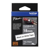 BROTHER TZEFX241 FLEXIBLE LABELLING TAPE 18MM BLACK ON WHITE