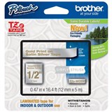 BROTHER TZEMQ934 LABELLING TAPE 12MM GOLD ON SATIN SILVER
