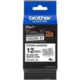 BROTHER TZES231 STRONG ADHESIVE LABELLING TAPE 12MM BLACK ON WHITE