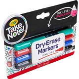 CRAYOLA TAKE NOTE DRY ERASE WHITEBOARD MARKERS BULLET ASSORTED PACK 4