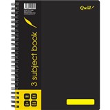 QUILL Q599 3SUBJECT NOTE BOOK SPIRALBOUND 70GSM A4 300 PAGE BLACK