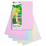 QUILL COLOURED A4 COPY PAPER 80GSM PASTELS ASSORTED PACK 250 SHEETS