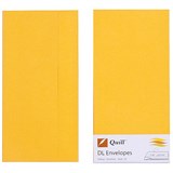QUILL DL COLOURED ENVELOPES PLAINFACE STRIP SEAL 80GSM 110 X 220MM SUNSHINE PACK 25