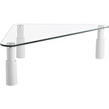 ERGOVIDA TEMPERED GLASS MONITOR RISER TRIANGULAR 580 X 210 X 130MM WHITE