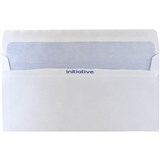INITIATIVE DL ENVELOPES SECRETIVE WALLET PLAINFACE SELF SEAL 80GSM 110 X 220MM WHITE BOX 500