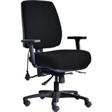 DAL ERGOSELECT STRIDE CHAIR LOW BACK BLACK NYLON BASE ADJUSTABLE ARMS SMALL ERGO SEAT FABRIC BLACK
