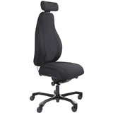 SERATI HIGH BACK CHAIR PROCONTROL SYNCHRO 2D HEADREST BLACK ALUMINIUM BASE FOOTPLATES GABRIEL FIGHTER BLACK FABRIC