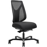 SERATI MESH HIGH BACK CHAIR BODYWEIGHT SYNCHRO BLACK ALUMINIUM BASE FOOTPLATES GABRIEL FIGHTER BLACK FABRIC