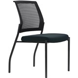 URBIN 4 LEG MESH BACK CHAIR GLIDES BLACK FRAME NAVY SEAT