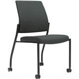 URBIN 4 LEG CHAIR CASTORS BLACK FRAME SLATE SEAT AND INNER BACK