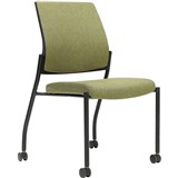 URBIN 4 LEG CHAIR CASTORS BLACK FRAME APPLE SEAT AND INNER BACK