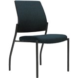 URBIN 4 LEG CHAIR GLIDES BLACK FRAME NAVY SEAT AND INNER BACK