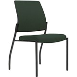URBIN 4 LEG CHAIR GLIDES BLACK FRAME FOREST SEAT AND INNER BACK