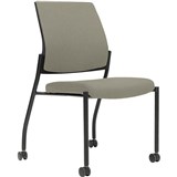 URBIN 4 LEG CHAIR CASTORS BLACK FRAME DRIFTWOOD SEAT INNER AND OUTER BACK