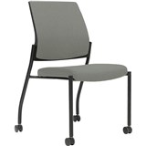 URBIN 4 LEG CHAIR CASTORS BLACK FRAME STEEL SEAT INNER AND OUTER BACK