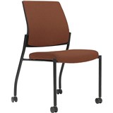 URBIN 4 LEG CHAIR CASTORS BLACK FRAME BRICK SEAT INNER AND OUTER BACK