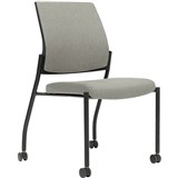 URBIN 4 LEG CHAIR CASTORS BLACK FRAME SAND SEAT INNER AND OUTER BACK