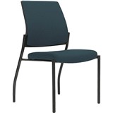 URBIN 4 LEG CHAIR GLIDES BLACK FRAME DENIM SEAT INNER AND OUTER BACK