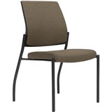 URBIN 4 LEG CHAIR GLIDES BLACK FRAME CHOCOLATE SEAT INNER AND OUTER BACK