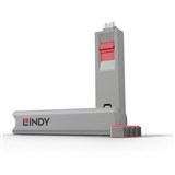 LINDY 40425 USB TYPE C PORT BLOCKERS WITH KEY PINK PACK 4