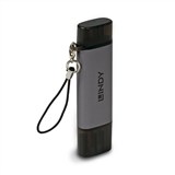 LINDY 43335 USB TYPEC AND TYPEA SD CARD READER GREY