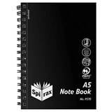 SPIRAX P570 NOTEBOOK PP COVER 7MM RULED SIDE OPEN A5 200 PAGE BLACK