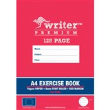 WRITER PREMIUM EXERCISE BOOK FEINT RULED 8MM 70GSM 128 PAGE A4 SQUARE