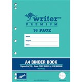 WRITER PREMIUM BINDER BOOK FEINT RULED 8MM 70GSM 96 PAGE A4 TRUMPET