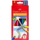 FABERCASTELL JUNIOR TRIANGULAR COLOURED PENCILS WITH SHARPENER ASSORTED PACK 10