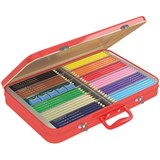 FABERCASTELL JUNIOR TRIANGULAR COLOUR PENCILS ASSORTED BRIEFCASE TIN 240