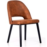 DURAFURN SEMIFREDDO CHAIR BLACK LEGS TAN FABRIC SEAT