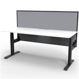 RAPIDLINE BOOST PLUS HEIGHT ADJUSTABLE SINGLE SIDED WORKSTATION WITH SCREEN 1200 X 750MM NATURAL WHITE TOP  BLACK FRAME  GREY SCREEN