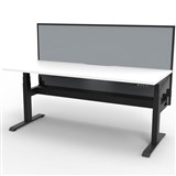 RAPIDLINE BOOST PLUS HEIGHT ADJUSTABLE SINGLE SIDED WORKSTATION WITH SCREEN  CABLE TRAY 1200 X 750MM NATURAL WHITE TOP  BLACK FRAME  GREY SCREEN
