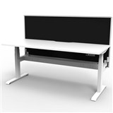 RAPIDLINE BOOST PLUS HEIGHT ADJUSTABLE SINGLE SIDED WORKSTATION WITH SCREEN  CABLE TRAY 1500 X 750MM NATURAL WHITE TOP  WHITE FRAME  BLACK SCREEN