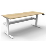 RAPIDLINE BOOST CRANK SINGLE SIDED WORKSTATION WITH CABLE TRAY 1200 X 750 D X 705MM NATURAL OAK TOP AND WHITE SATIN FRAME