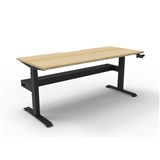 RAPIDLINE BOOST CRANK SINGLE SIDED WORKSTATION WITH CABLE TRAY 1800 X 750 X 705MM NATURAL OAK TOP AND BLACK SATIN FRAME