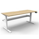 RAPIDLINE BOOST CRANK SINGLE SIDED WORKSTATION WITH CABLE TRAY 1800 X 750 X 705MM NATURAL OAK TOP AND WHITE SATIN FRAME