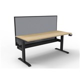 RAPIDLINE BOOST CRANK SINGLE SIDED WORKSTATION WITH CABLE TRAY AND SCREEN 1200 X 750 X 705MM NATURAL OAK TOP AND BLACK SATIN FRAME