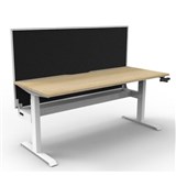 RAPIDLINE BOOST CRANK SINGLE SIDED WORKSTATION WITH CABLE TRAY AND SCREEN 1200 X 750 X 705MM NATURAL OAK TOP AND WHITE SATIN FRAME