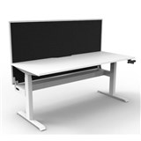 RAPIDLINE BOOST CRANK SINGLE SIDED WORKSTATION WITH CABLE TRAY AND SCREEN 1200 X 750 X 705MM NATURAL WHITE TOP AND WHITE SATIN FRAME