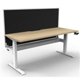 RAPIDLINE BOOST CRANK SINGLE SIDED WORKSTATION WITH CABLE TRAY AND SCREEN 1500 X 750 X 705MM NATURAL OAK TOP AND WHITE SATIN FRAME