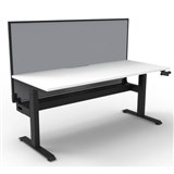 RAPIDLINE BOOST CRANK SINGLE SIDED WORKSTATION WITH CABLE TRAY AND SCREEN 1500 X 750 X 705MM NATURAL WHITE TOP AND BLACK SATIN FRAME