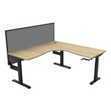 RAPIDLINE BOOST CRANK CORNER WORKSTATION WITH SCREEN 1800 X 1500 X 750MM NATURAL OAK TOP AND BLACK SATIN FRAME