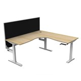 RAPIDLINE BOOST CRANK CORNER WORKSTATION WITH SCREEN 1800 X 1500 X 750MM NATURAL OAK TOP AND WHITE SATIN FRAME