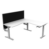 RAPIDLINE BOOST CRANK CORNER WORKSTATION WITH SCREEN 1800 X 1500 X 750MM NATURAL WHITE TOP AND WHITE SATIN FRAME