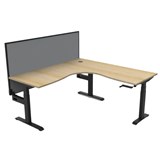 RAPIDLINE BOOST CRANK CORNER WORKSTATION WITH SCREEN 1800 X 1800 X 750MM NATURAL OAK TOP AND BLACK SATIN FRAME