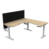 RAPIDLINE BOOST CRANK CORNER WORKSTATION WITH SCREEN 1800 X 1800 X 750MM NATURAL OAK TOP AND WHITE SATIN FRAME